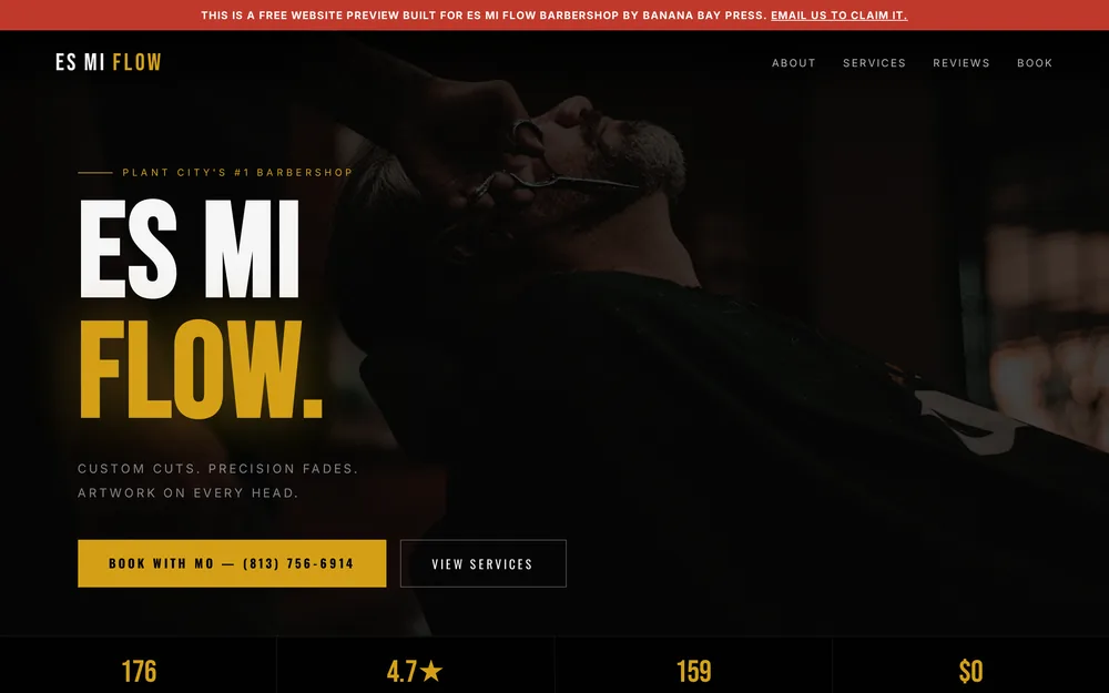 Es Mi Flow Barbershop website built by Banana Bay Press